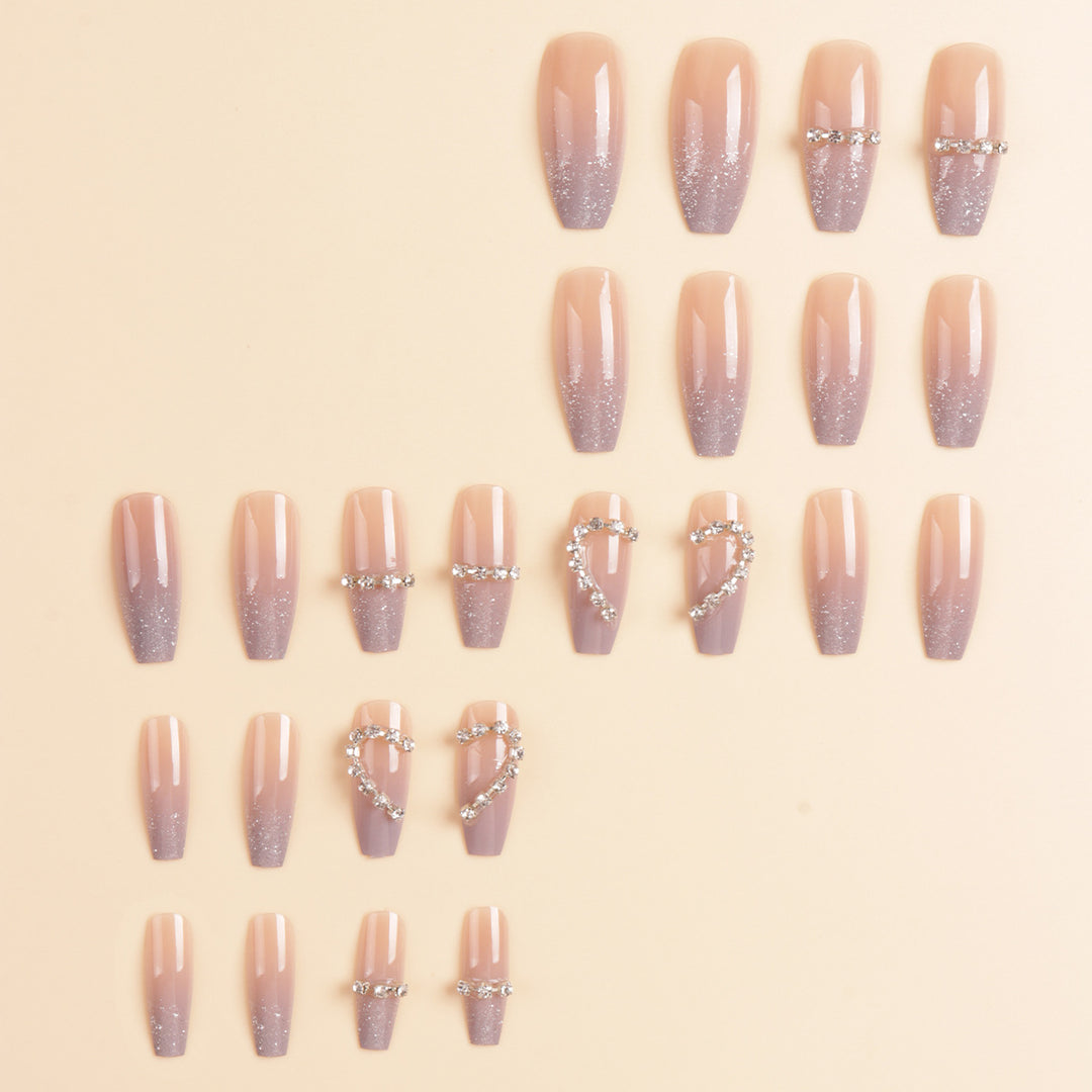 Heart-Shaped Rhinestone Press-On Nail Art Stornfield