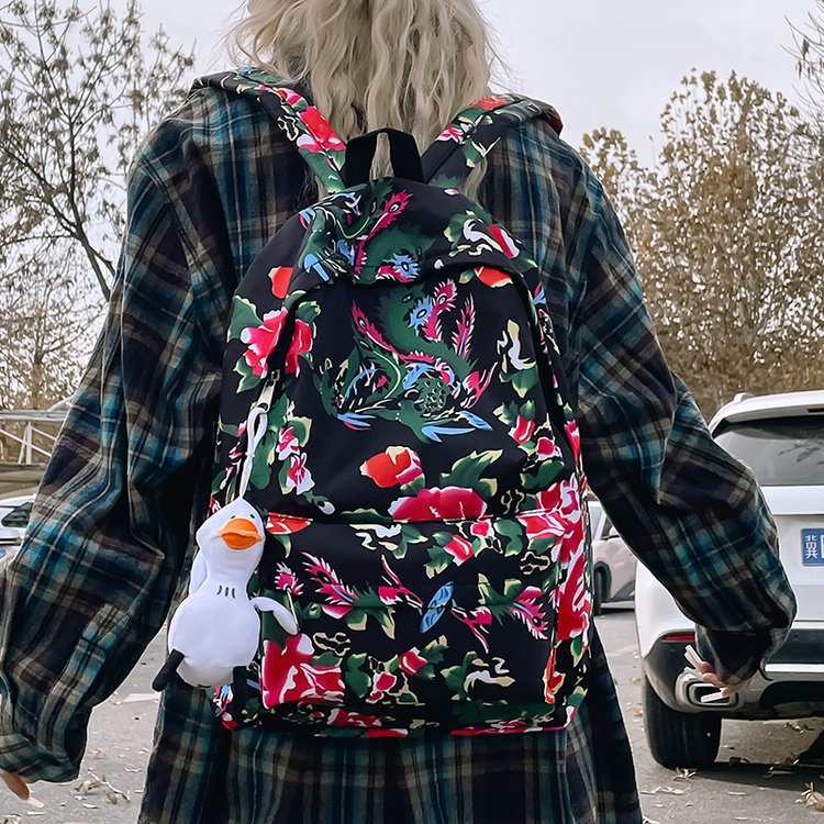 Leisure backpack with colorful floral pattern Stornfield