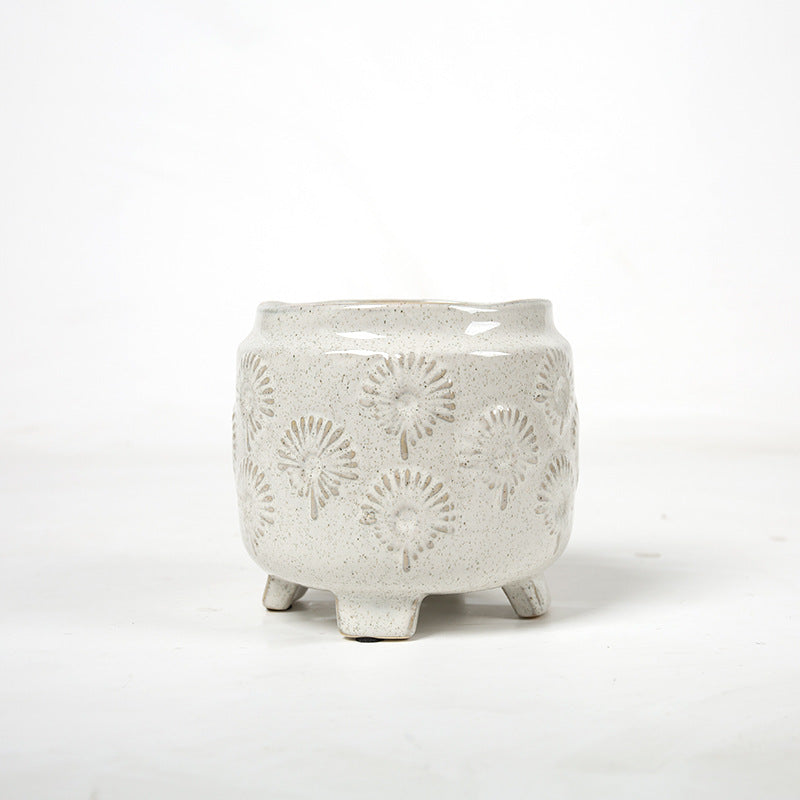 Decorative ceramic flower pot on legs Stornfield