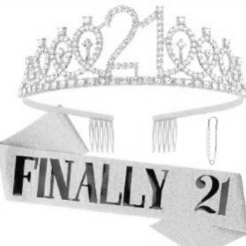 Women Crystal-Embellished Birthday Crown with Personalized Sash Stornfield