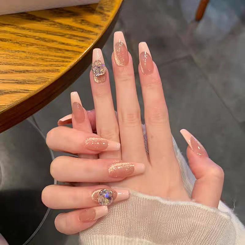 Press-On Nail Set with Elegant Glitter and Crystal Accents Stornfield