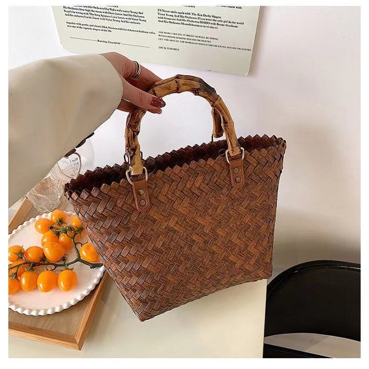 Handcrafted basket bag with bamboo handles Stornfield