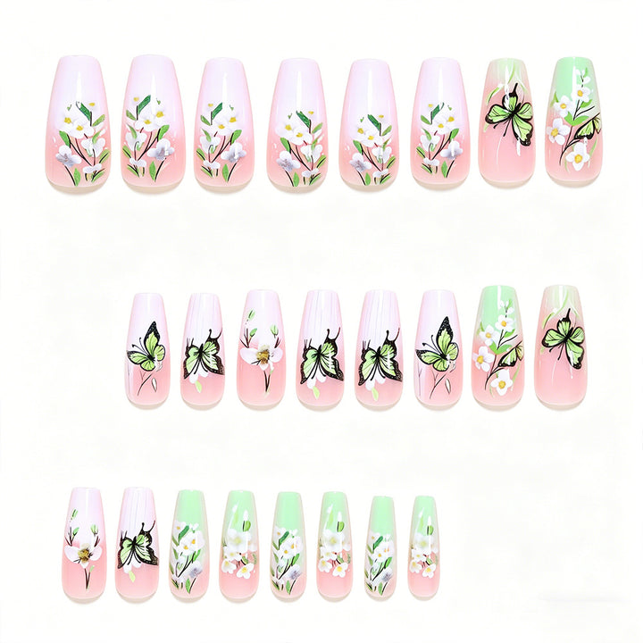 Artistic Butterfly and Floral Press-On Nail Set Stornfield