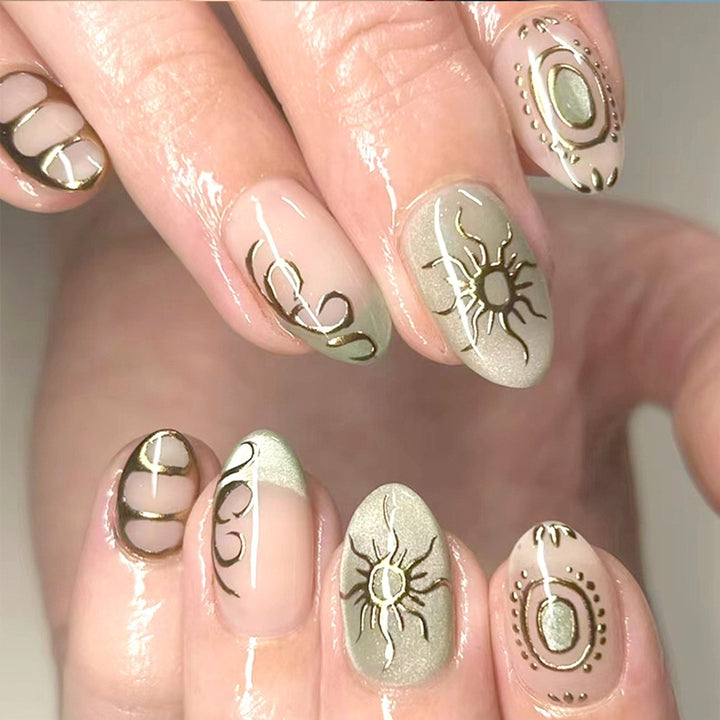Elegant Floral Bow Press-On Nail Tips Stornfield