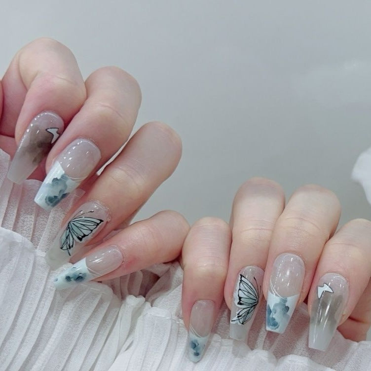 Artistic Butterfly-Design Press-On Nail Set