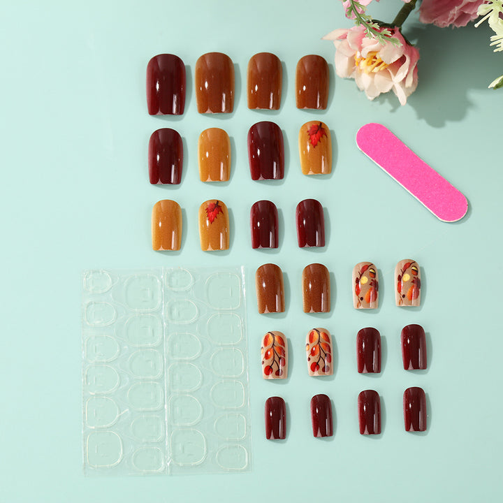 Artificial Nail Set with Natural Autumn Design Stornfield
