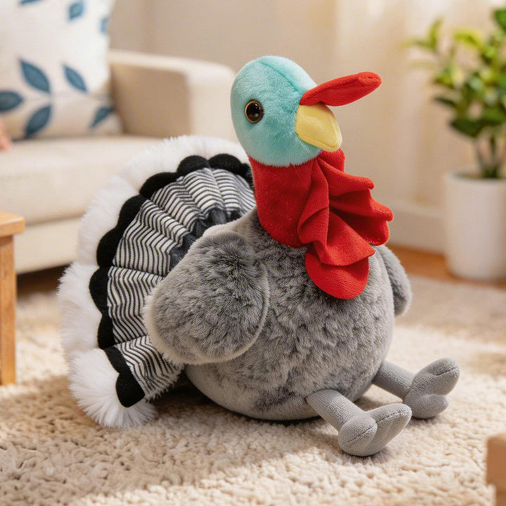 Lifelike Plush Hen Floor Cushion with Fluffy Faux Fur and Embroidered Face Stornfield
