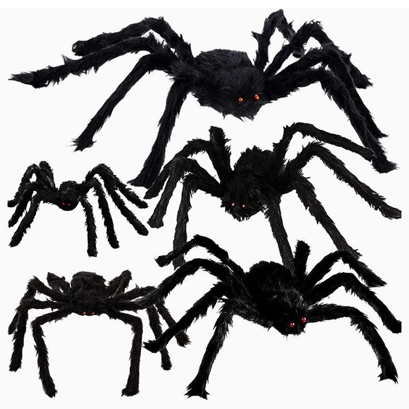 Realistic Plush Spiders Halloween Decoration Multi-Piece Set with Bendable Legs