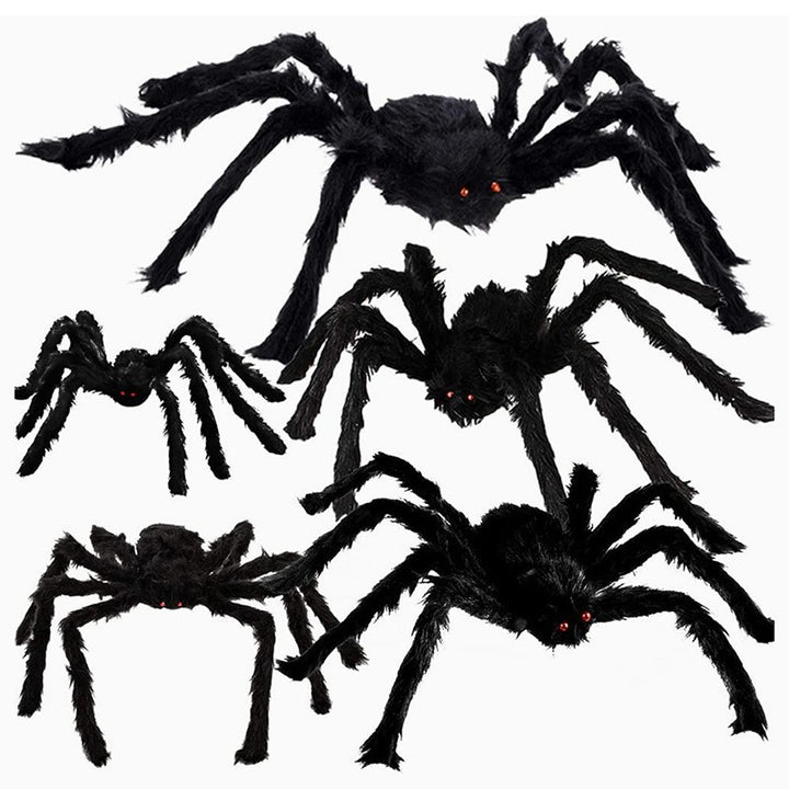 Realistic Plush Spiders Halloween Decoration Multi-Piece Set with Bendable Legs