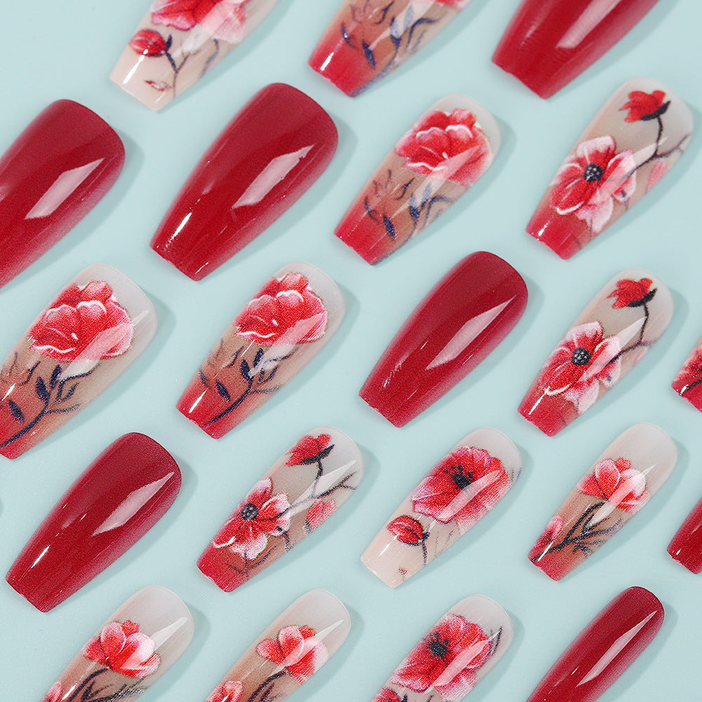 Artificial Nails Set with Floral Design Stornfield