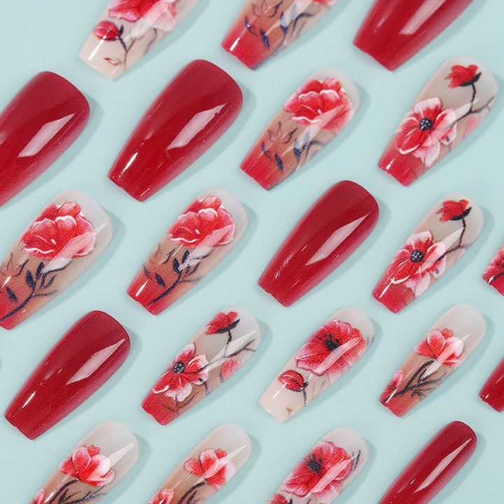 Artificial Nails Set with Floral Design Stornfield