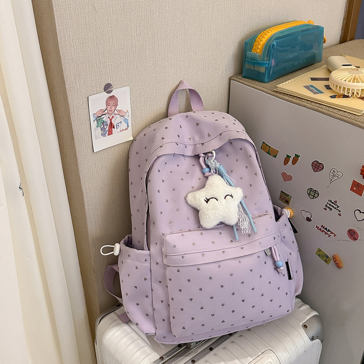 Playful Heart-Printed Backpack Stornfield