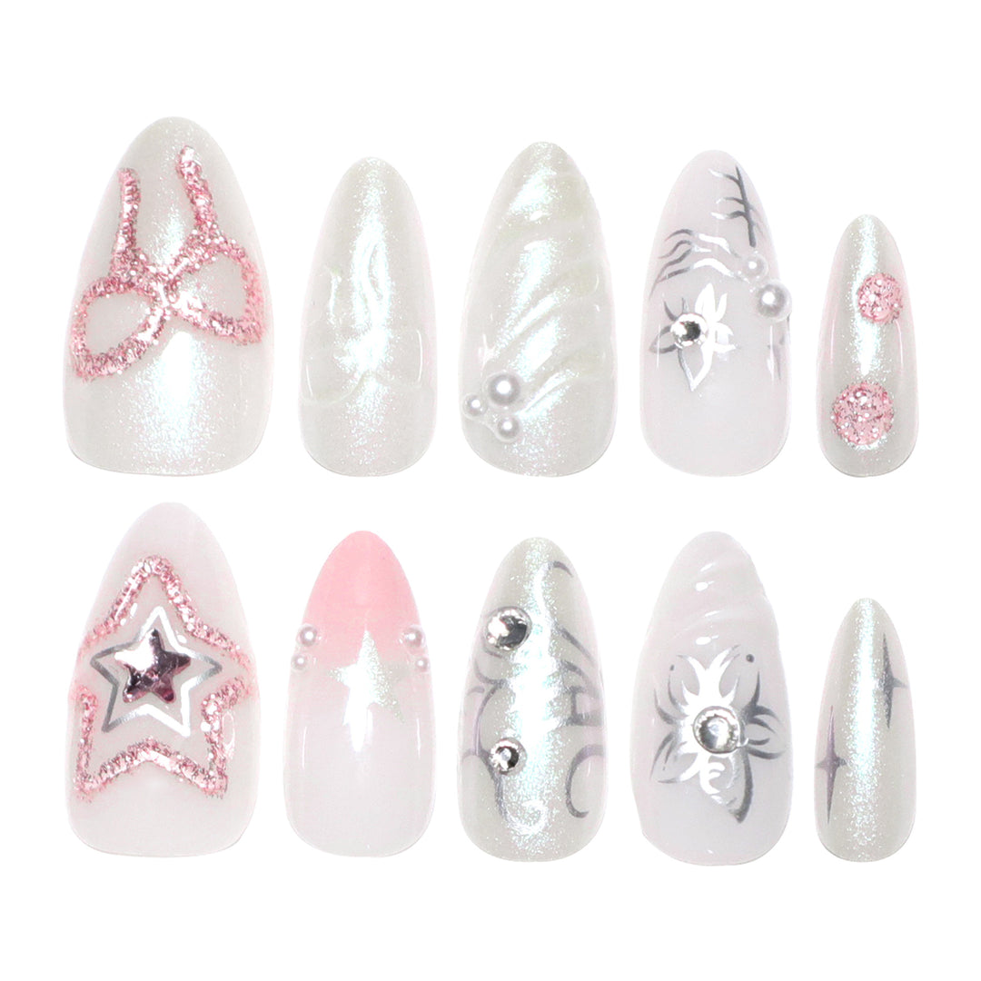 Artistic nail extensions with shiny embellishments Stornfield