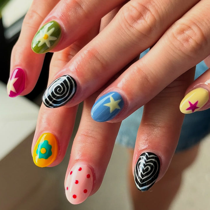 Artificial nails with colorful and creative designs Stornfield