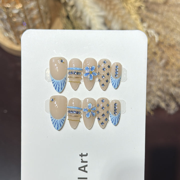 Decorative Nail Art Set with Floral and Gemstone Accents Stornfield
