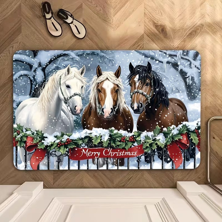 Festive Santa-Themed Entrance Mat