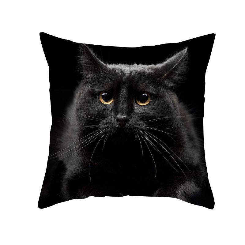 Photoreal Cat Portrait Square Pillow Cover with Concealed Zipper Linen-Blend
