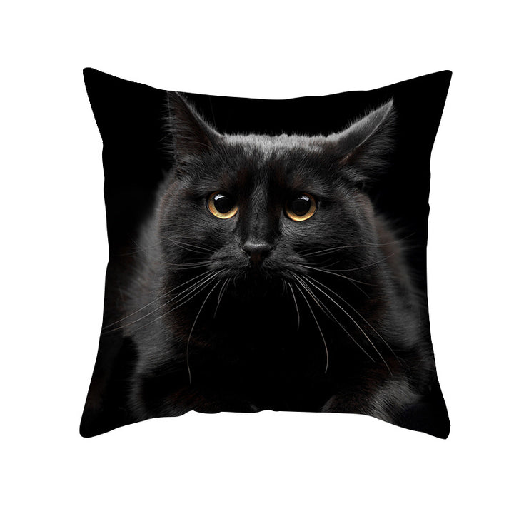 Photoreal Cat Portrait Square Pillow Cover with Concealed Zipper Linen-Blend