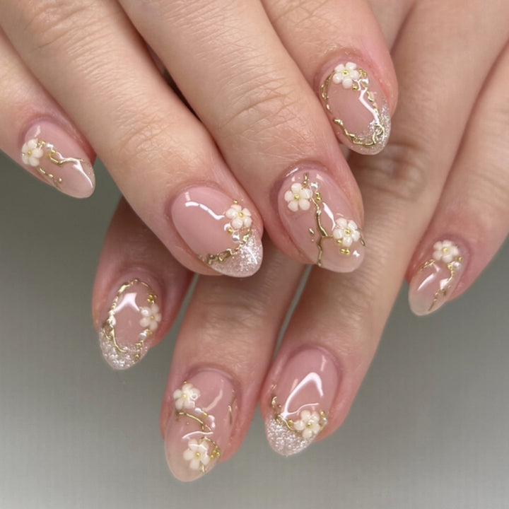 Floral Embellished Press-On Nail Set Stornfield