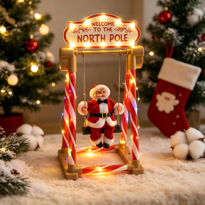 Decorative Santa Claus figure on swing