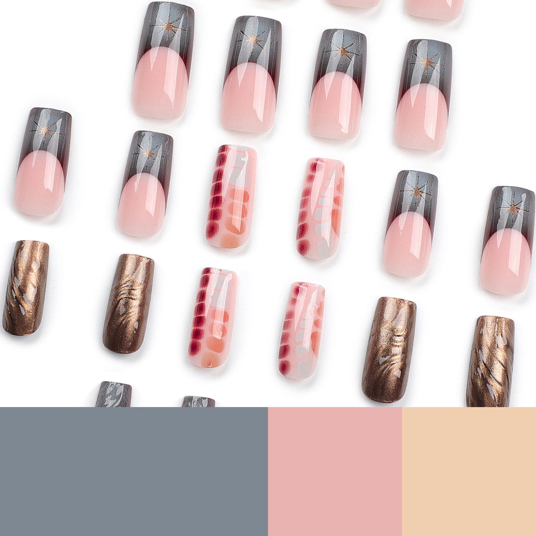 Artificial nail extensions with elegant floral design Stornfield