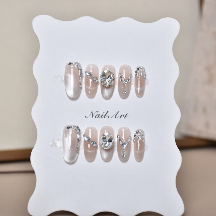 Elegant Crystal-Embellished Press-On Nail Extensions Stornfield