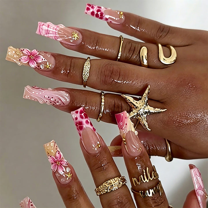 Exclusive artificial nails with elegant animal design and glitter accents Stornfield
