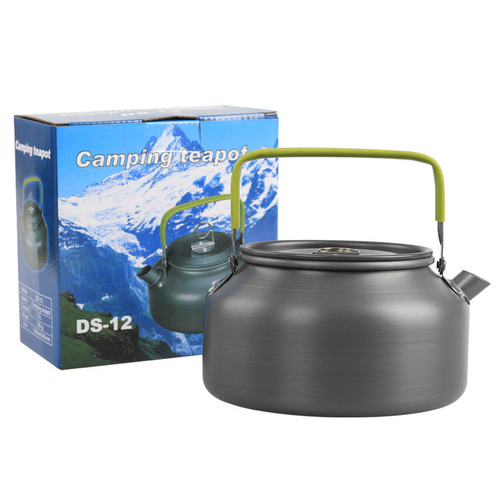 lightweight portable camping kettle with foldable silicone-grip handle and compact storage Stornfield