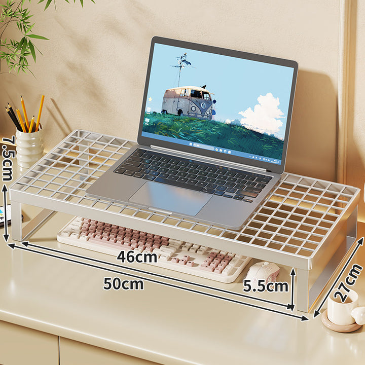 Elevated Mesh Laptop Stand Riser with Under-Keyboard Storage