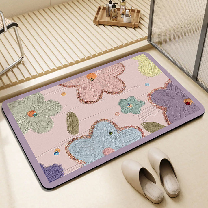 Vibrant Floral Patterned Bath Mat