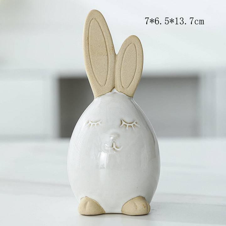 Whimsical Ceramic Bunny Figurine Stornfeild