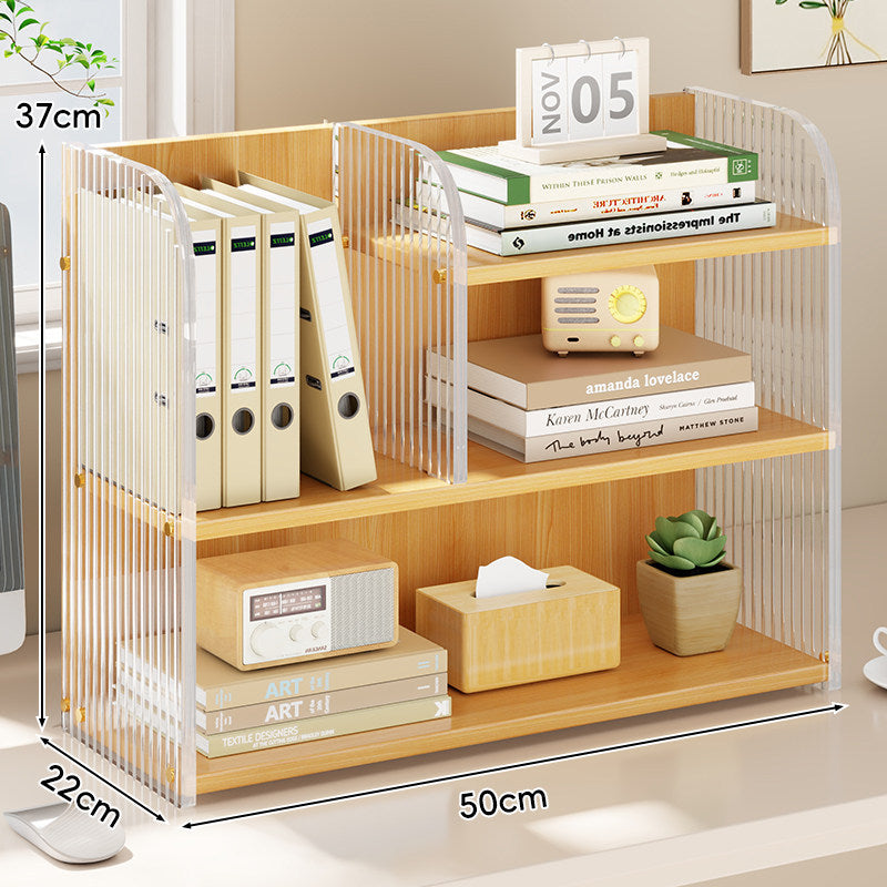 Curved-Acrylic Panel Dual-Compartment Desktop Book and Document Organizer