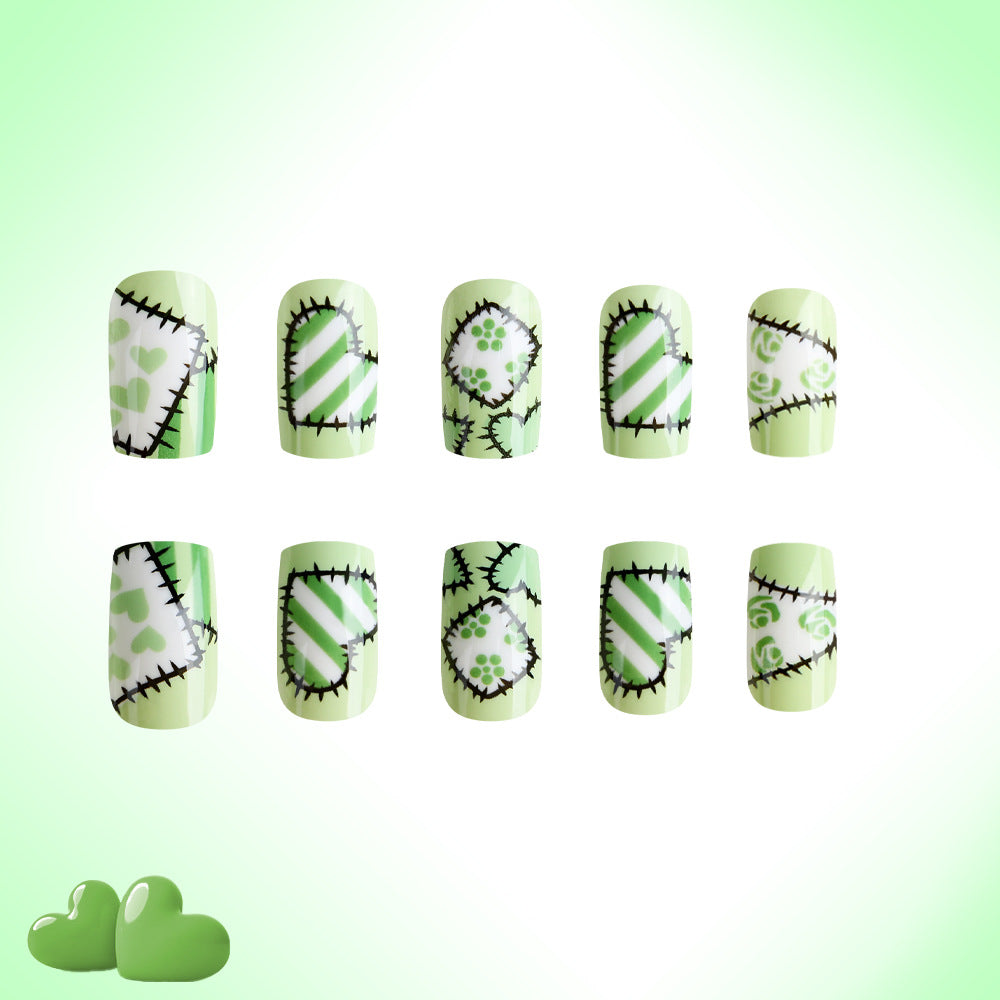 Artistic Patchwork Press-On Nail Design Stornfield