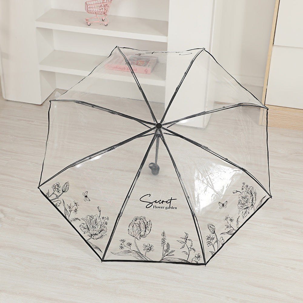 Ladies elegant transparent umbrella with romantic design Stornfield