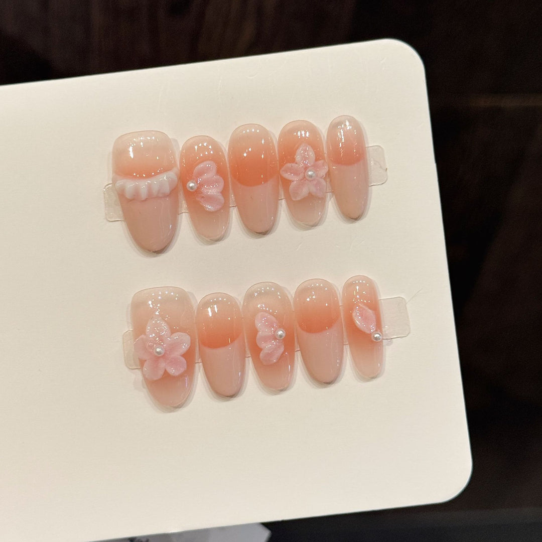 Floral Acrylic Press-On Nail Art Set