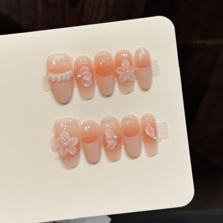 Floral Acrylic Press-On Nail Art Set