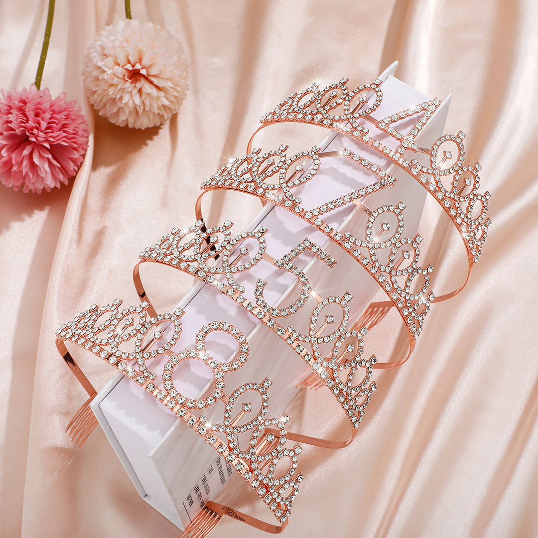 Women Glittering Tiaras with Festive Birthday Banner Stornfield