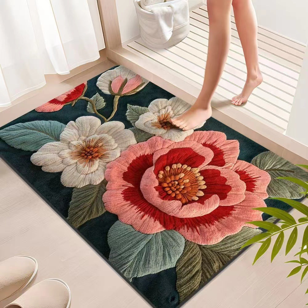 Floral Textured Indoor Mat Stornfield