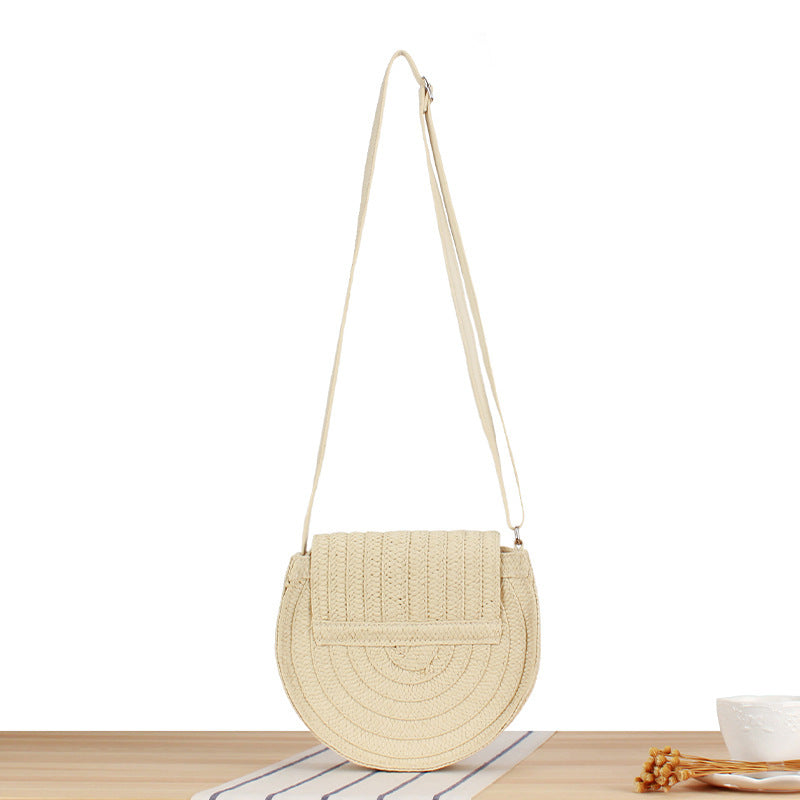 Round Bast Crossbody Bag with Tassels by Stornfield