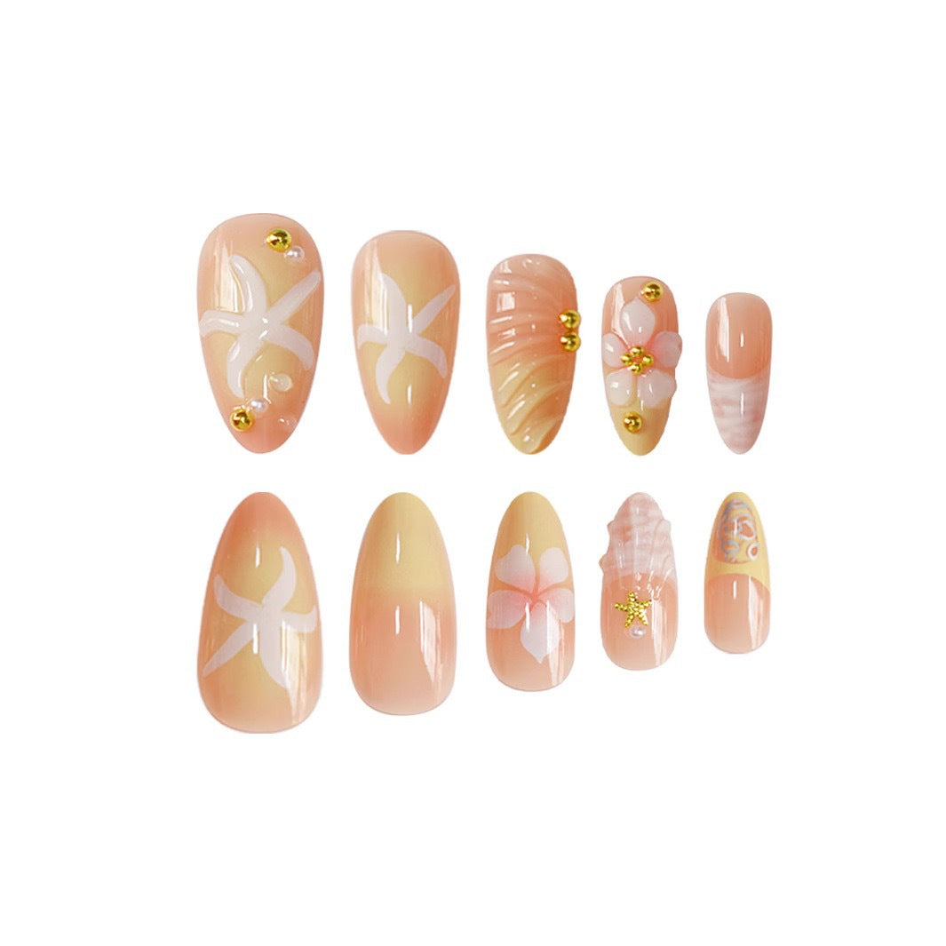 Artistic Floral Press-On Nail Enhancements Stornfield