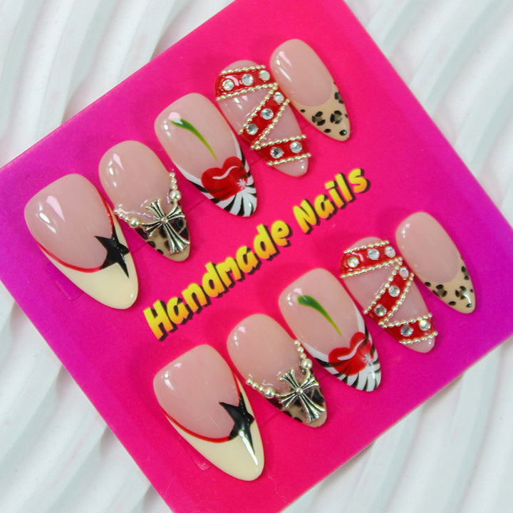 Artificial nails set with luxurious handmade designs and glamorous accents Stornfield
