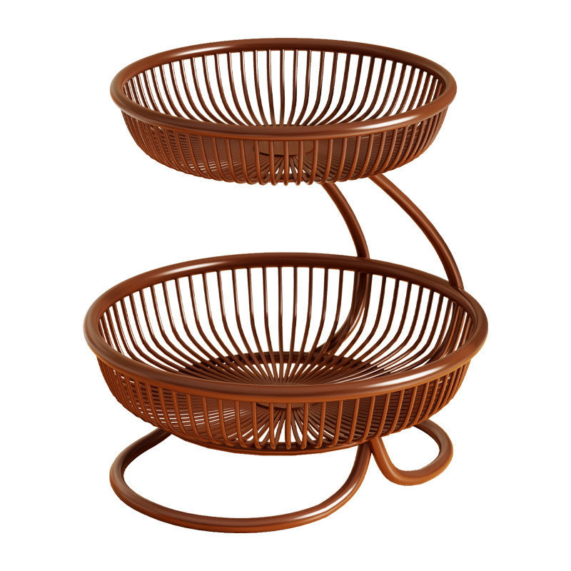Tiered Metal Wire Fruit Bowl Stand Tabletop Organizer