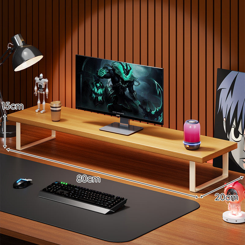 Solid Wood Monitor Riser with Minimal U-Frame Metal Legs