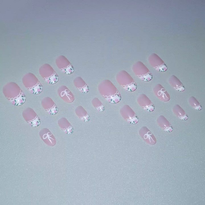 Artificial Nail Set with Elegant Bow Design Stornfield