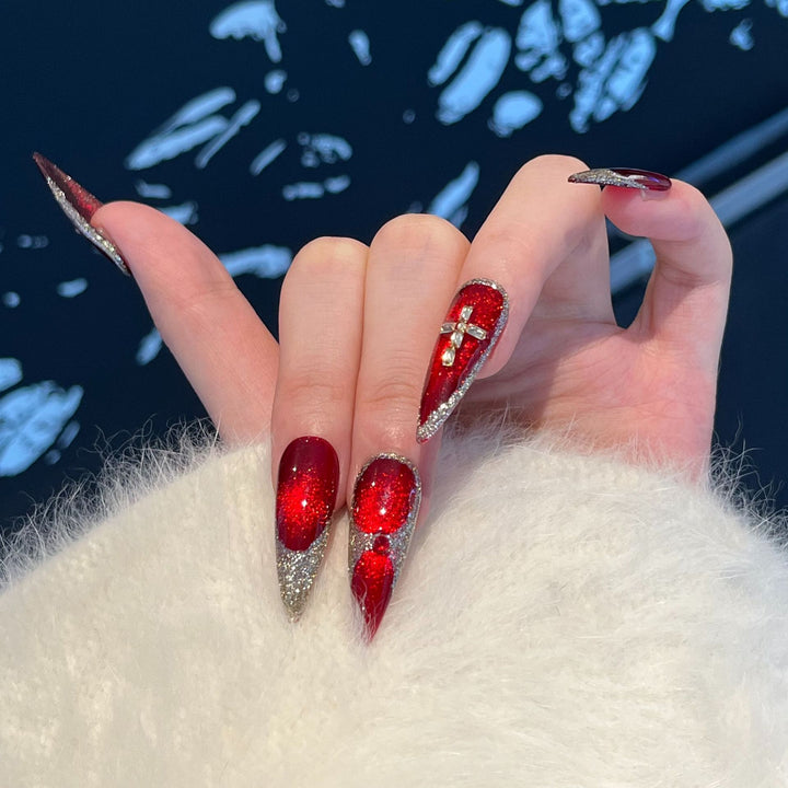Glamorous Stiletto Press-On Nail Art Set with Sparkling Embellishments Stornfield
