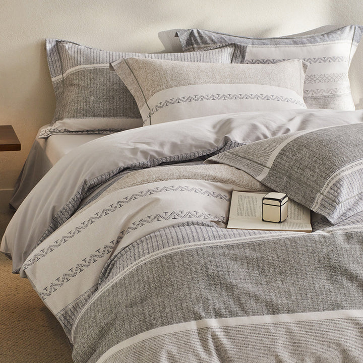 Reversible Botanical Cotton Sateen Duvet Cover Set with Pillow Shams