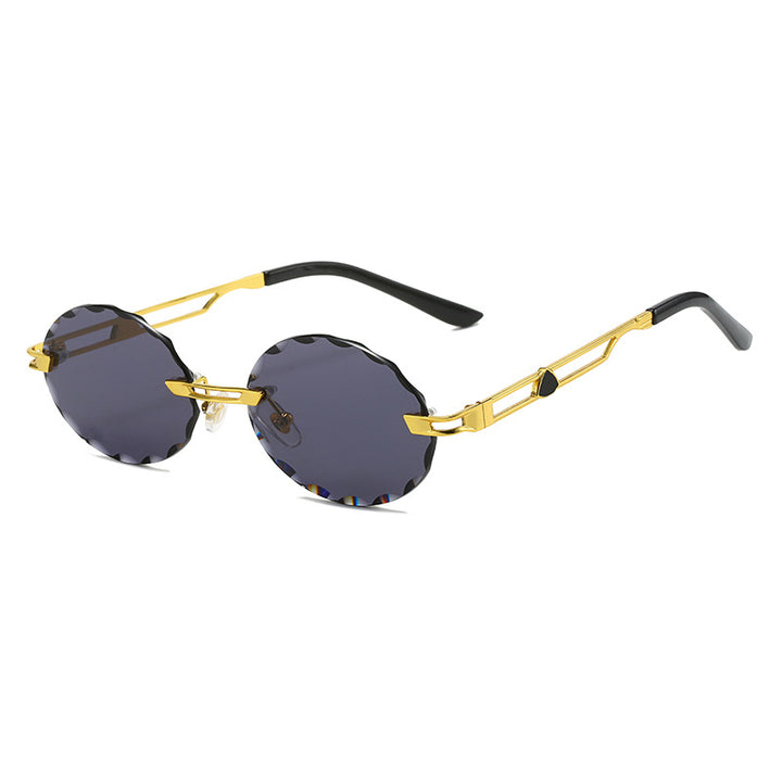 Ladies round sunglasses with unique wave design and high-quality metal frame Stornfield