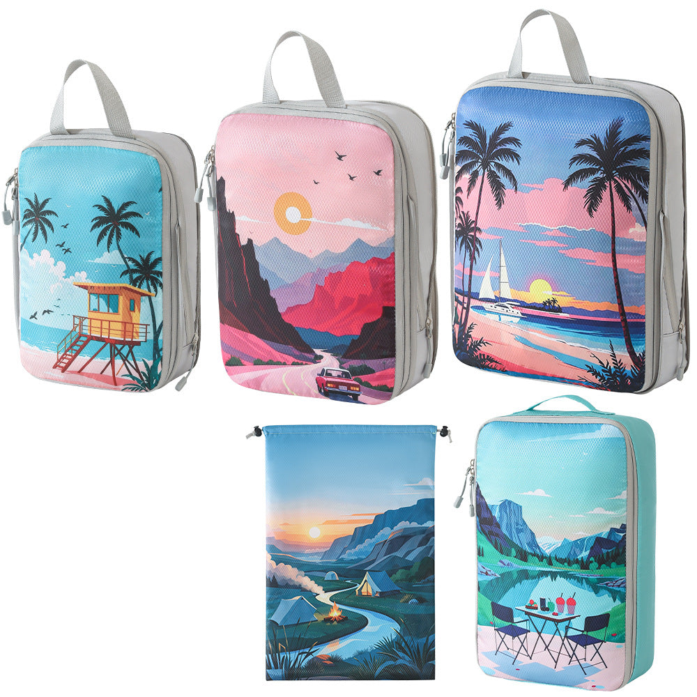 Set of travel organizers with unique nature motifs Stornfield