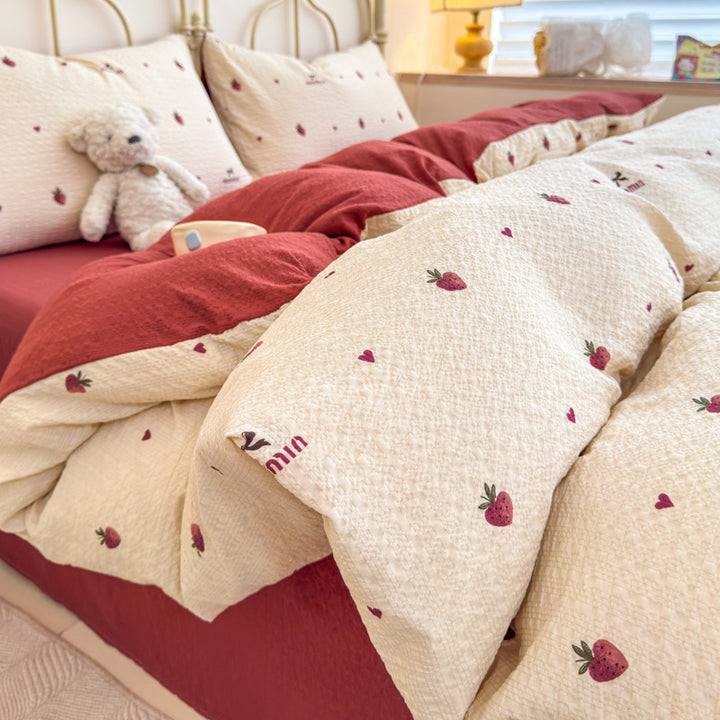 Children's Playful Cartoon Animal Print Bedding Set