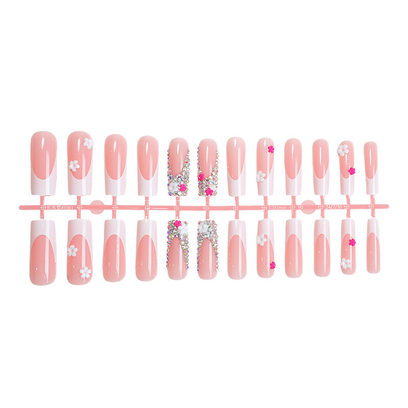 Decorative Press-On Nail Art Set with Floral and Gem Accents Stornfield 1788496044